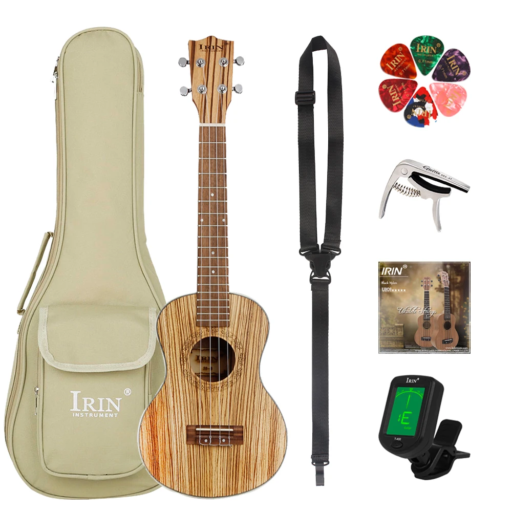 

IRIN 21 Inch Zebra Wood Ukulele 4 Strings Hawaiian Guitar Soprano Ukulele With Bag Tuner Strings Capo Guitar Parts & Accessories