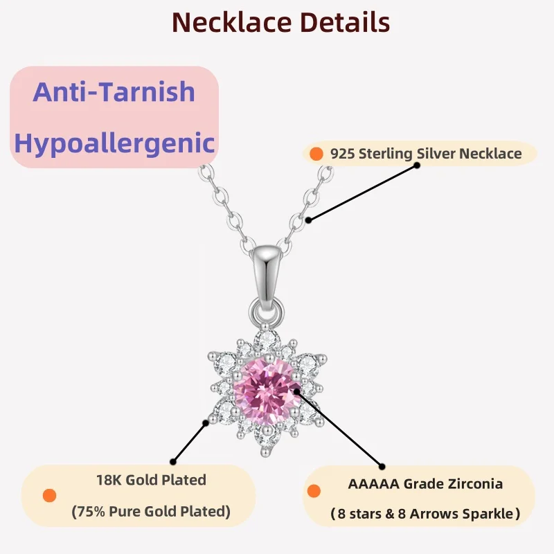 

Ожерелье LAMVOICE с цирконием 0,5 карата, колье из стерлингового серебра S925, ювелирные изделия для женщин, рождественский подарок, подарок высокого качества