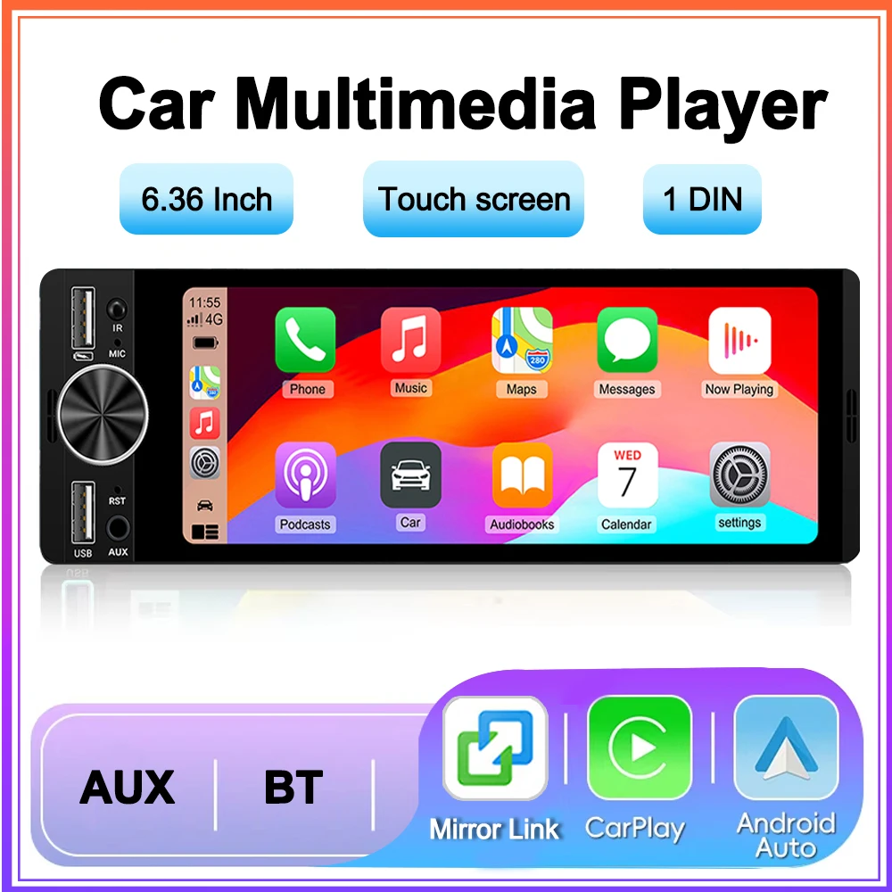 NEW Car Radio Carplay Android Auto MP5 Universal Car Multimedia Player Autoradio HD Touch Screen FM Bluetooth Camera AUX