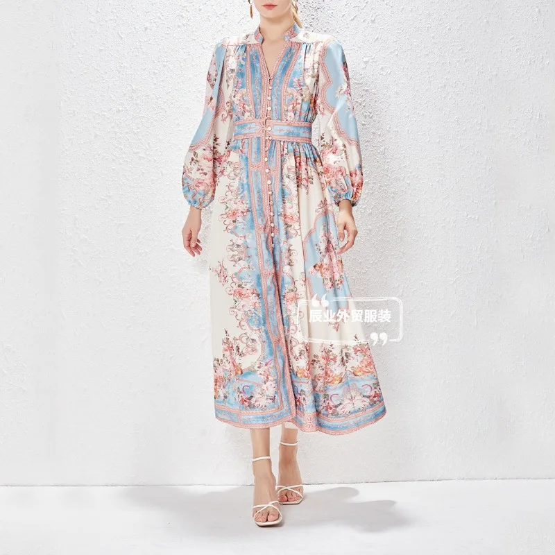 

Custom Womens Summer Dress Floral Print Chiffon Long Dress Australia Fashion