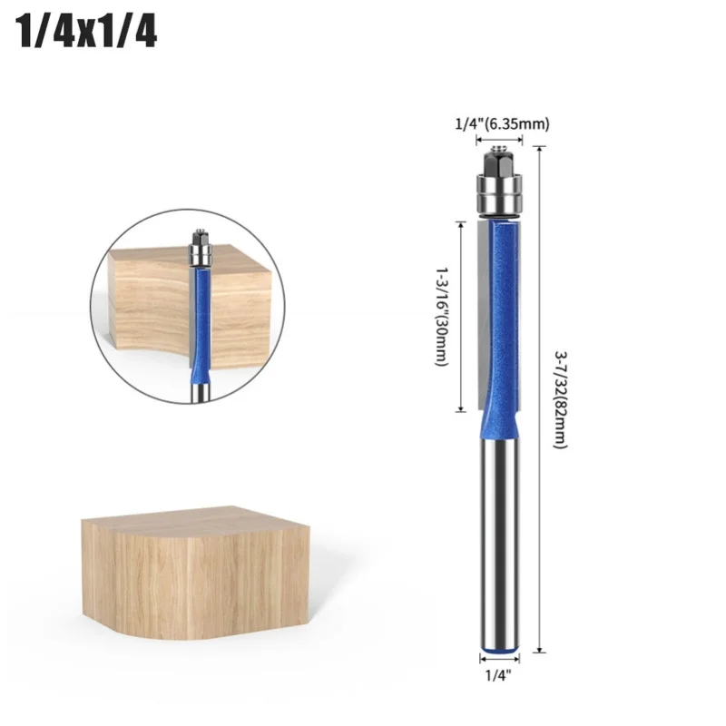 4 قطعة مجموعة لقمة تقليم فلوش 6 مللي متر عرقوب محامل مزدوجة مستقيم راوتر أداة نجارة احترافية #4