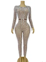 High Quality Hot Stamping Tassel Elastic Jumpsuit 2024 New Fashion Custom Women'S Clothing