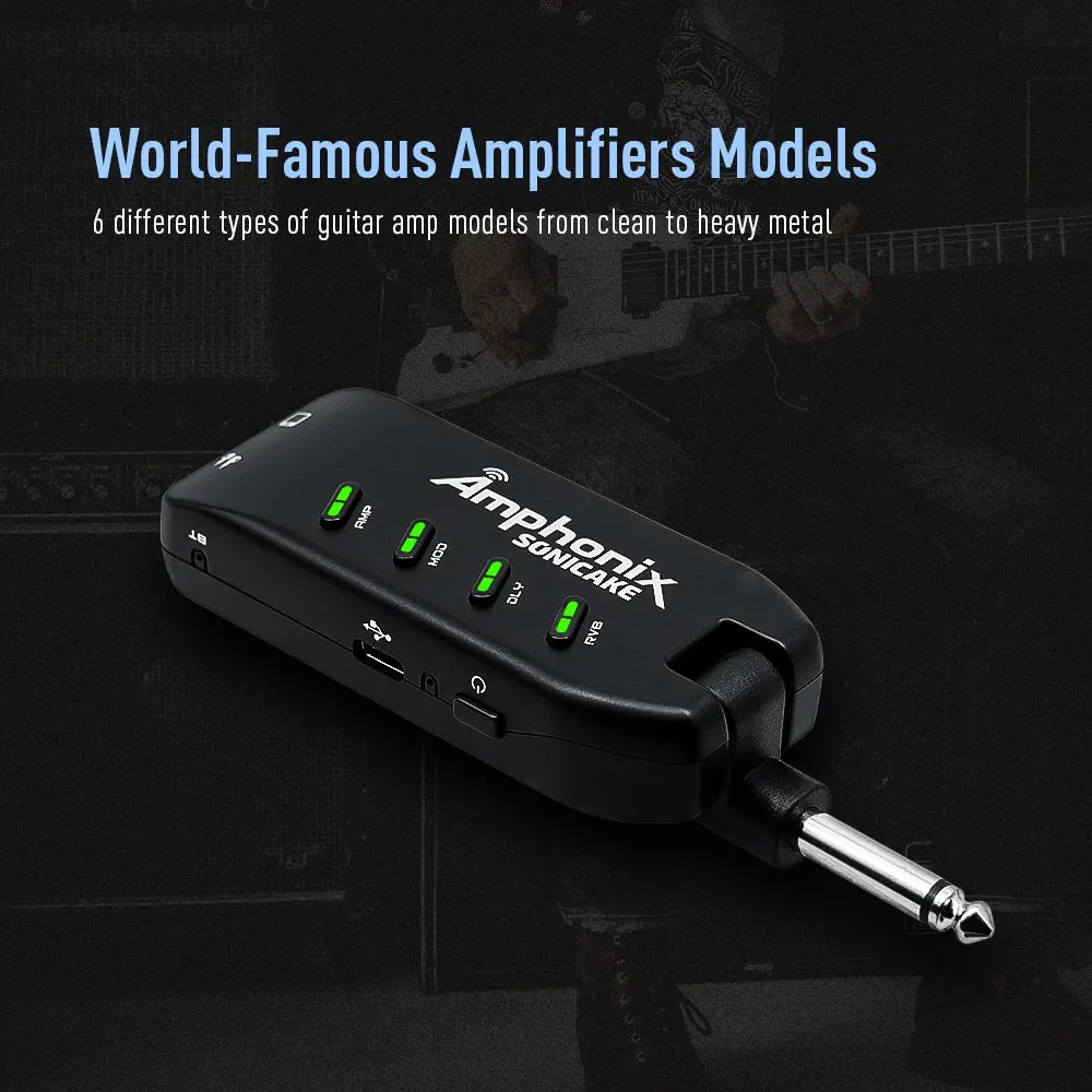SONICAKE Local Amphonix Plug-In USB Chargable Portable Pocket Guitar Bass Headphone Amp Carry-On Bluetooth Bedroom Multi-Effects shipping from US