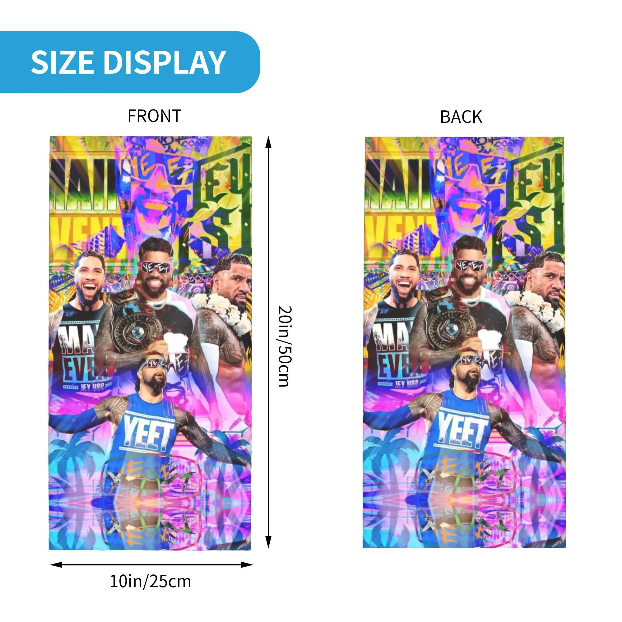 مخصص Yeet Jey Uso موضوع باندانا الرقبة أدفأ الرجال النساء الشتاء التزلج وشاح أنبوبي الجراب واقي الوجه