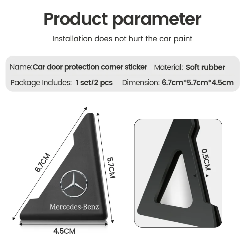 2Pcs Car Door Corner Protection Sticker Cover Decal For Mercedes Benz AMG C180 C200 C260 C300 W108 W124 W126 W140 W168 W169 CLA