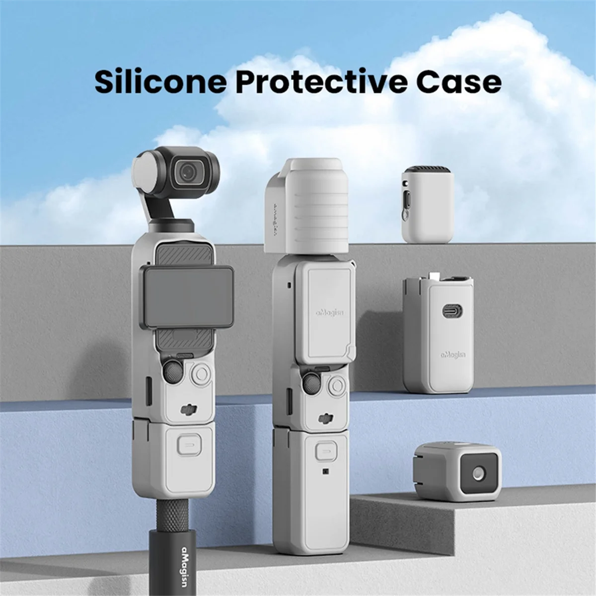 AMagisn Silicone Cover for DJI Osmo Pocket 3 Anti-Scratch Gimbal Camera Handle Soft Lens Protective Case Blue All Purpose