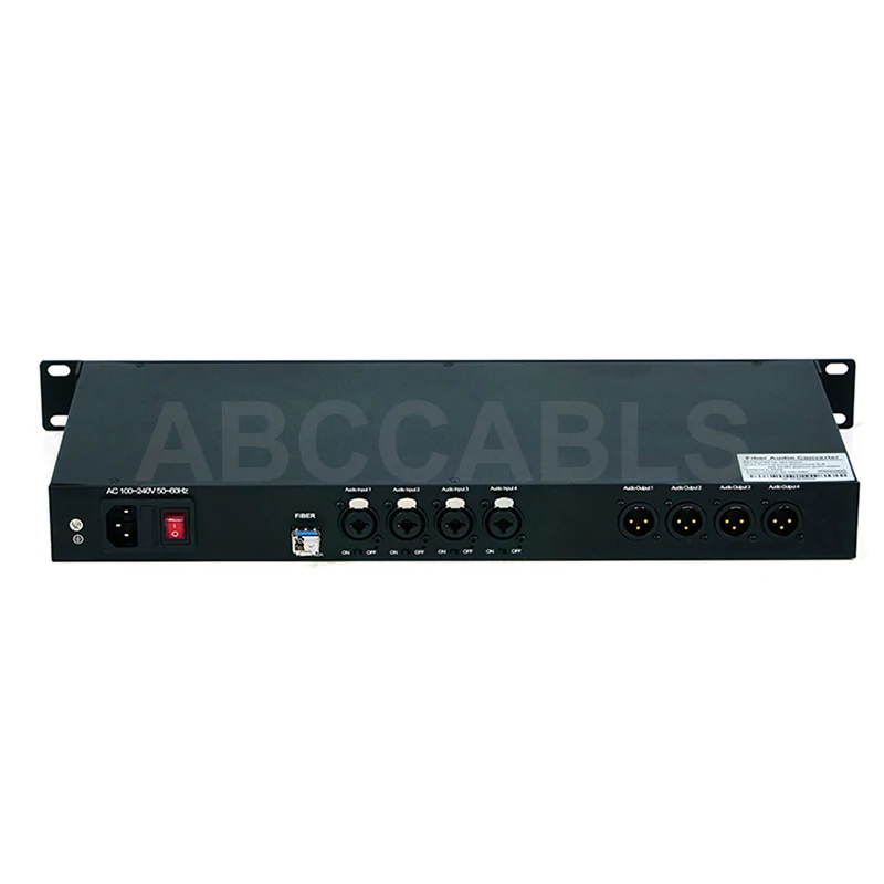 ABCCABLS 1U Rack Mount 8 Channel Balanced XLR Audio Fiber Optic Extender LC Single Mode Audio Transceiver