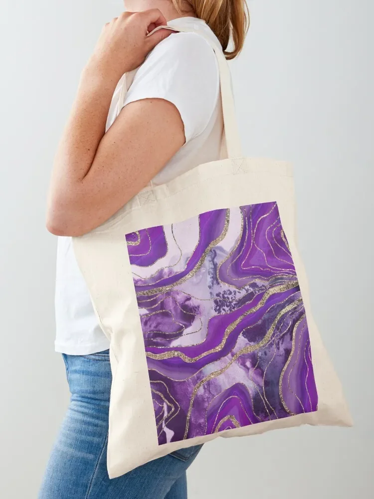 Liquid Marble Agate Glam #4 (Photo of Glitter Only - Not Reflective) Tote Bag Women's handbag shopping trolley bag Tote Bag