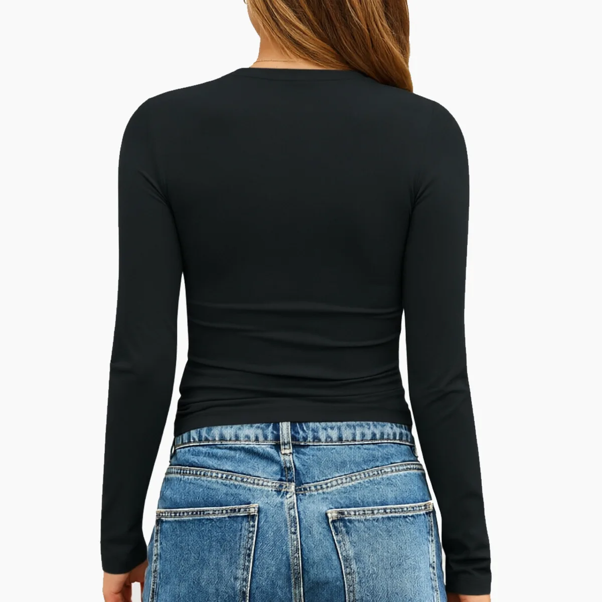 Long Sleeve T-shirt, Slim Fit Style, High Stretch Comfortable Breathable Crew Neck, for Women, Early Fall Basic Layering Top