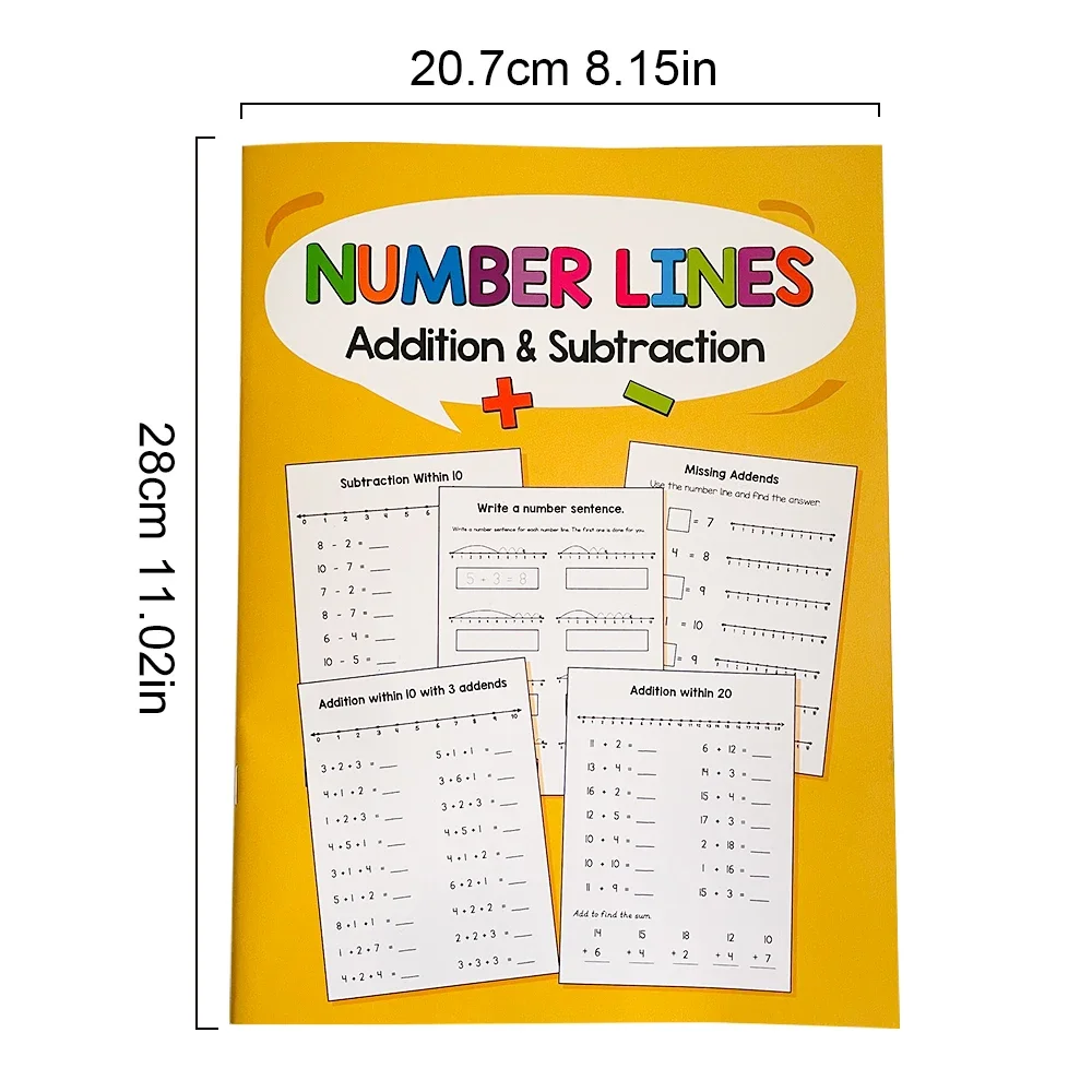 Addition & Subtraction within 20 Practice Workbook Number Line Training Kindergarten Preschool Math Learning Book Montessori