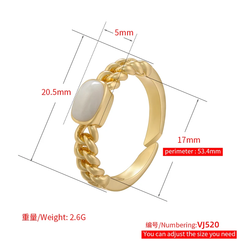 ZHUKOU heart shape rings for women enamel chain shape opening Couple rings Brass Cubic zirconia Quicksand ring wholesale VJ520