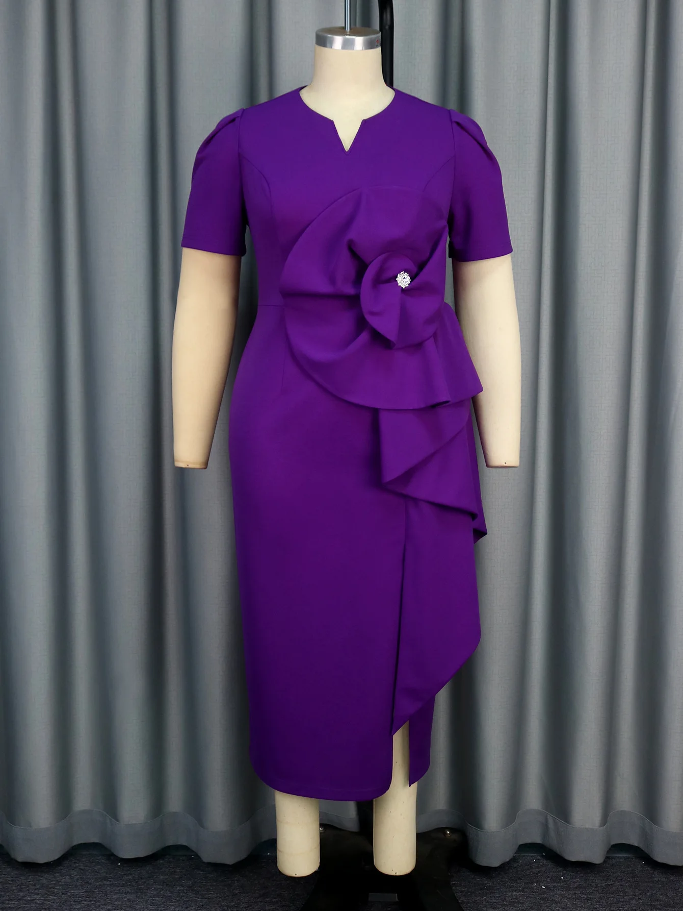 Am041139new estilo gola meia aberta tridimensional vestido floral cocktail festa clube vestido de cintura alta feminino elegante