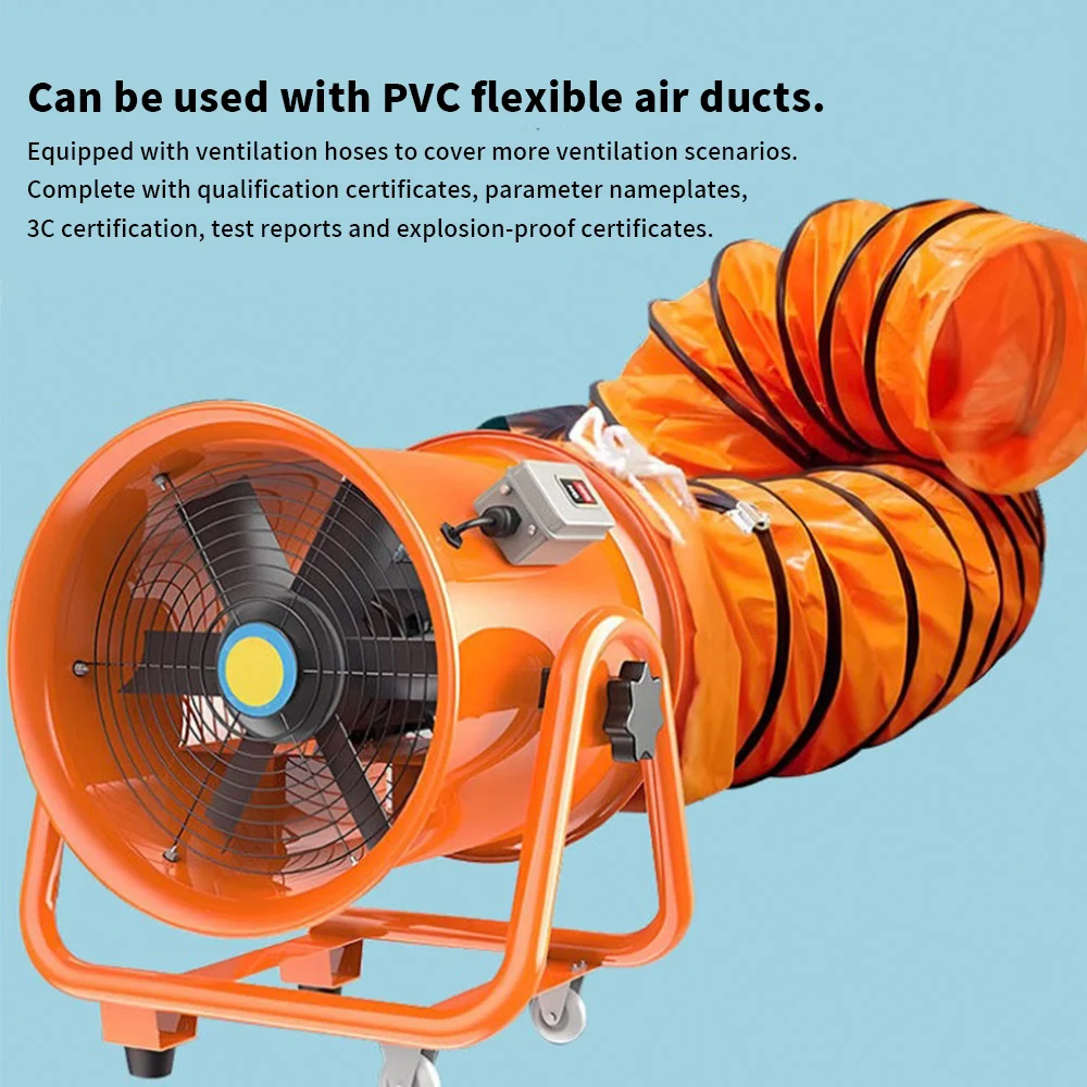 High Performance 220V Portable Industrial Extractor Fan Mobile Axial with Handle Powerful Air Blower for Smoke and Dust Exhaust