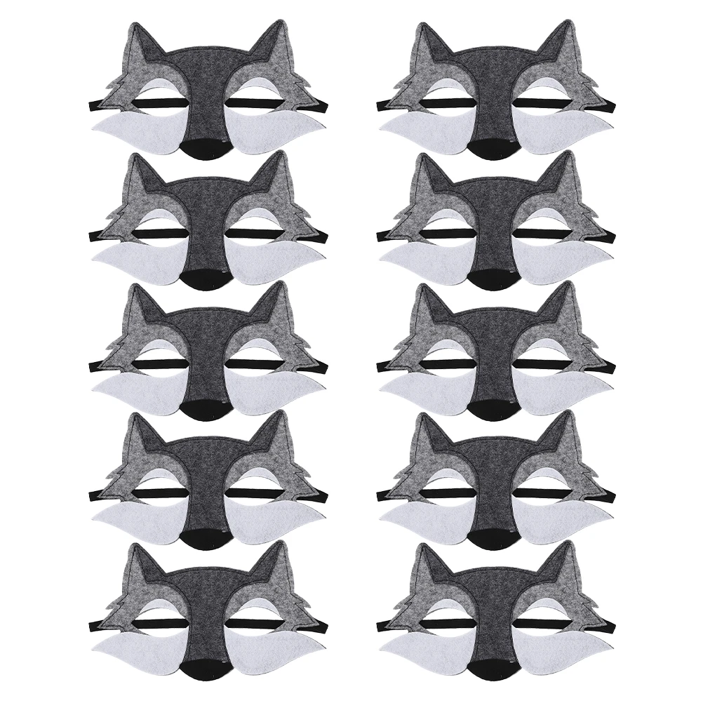 

10 Pcs Half Face Mask Felt Halloween Costume Party Supplies Animal Dress Up Accessories for Cosplay Masquerade Reusable