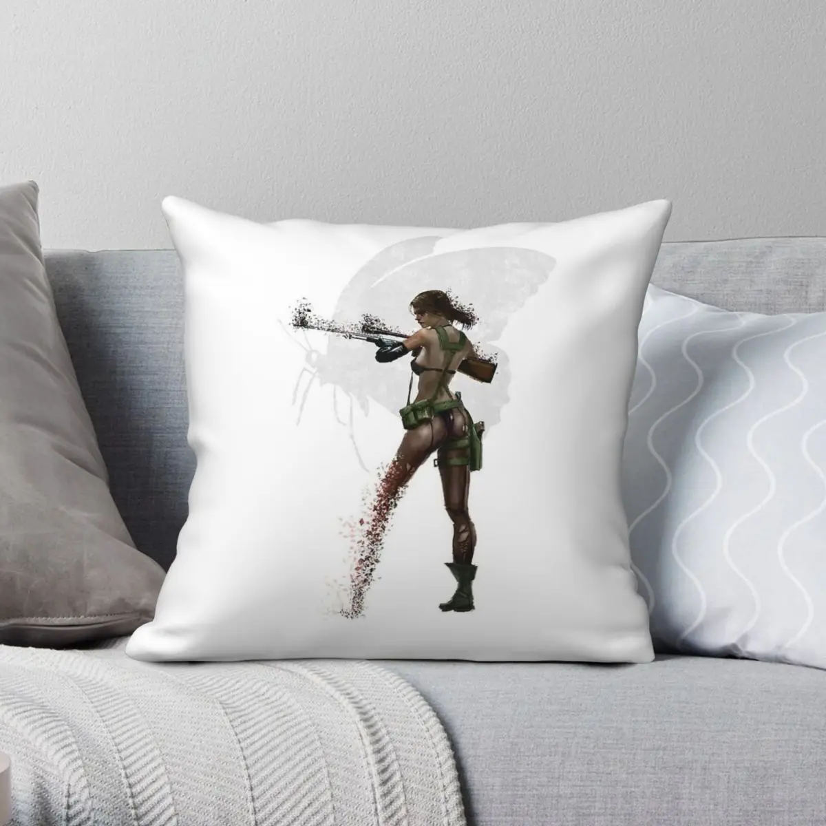 Quiet Metal Gear Solid V Square Pillowcase Polyester Linen Velvet Creative Zip Decor Throw Pillow Case Car Cushion Cover