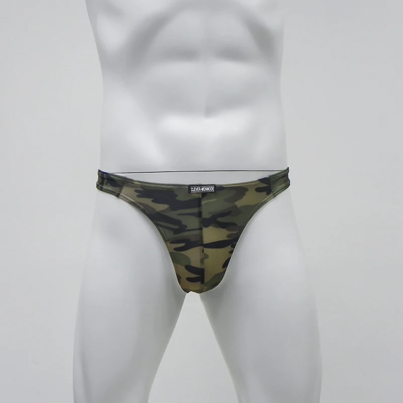 CLEVER-MENMODE Low Rise Men Camouflage Thongs Sexy Underwear T Back Men\'s Soft Pouch Comfortable Bikini G String Underpants