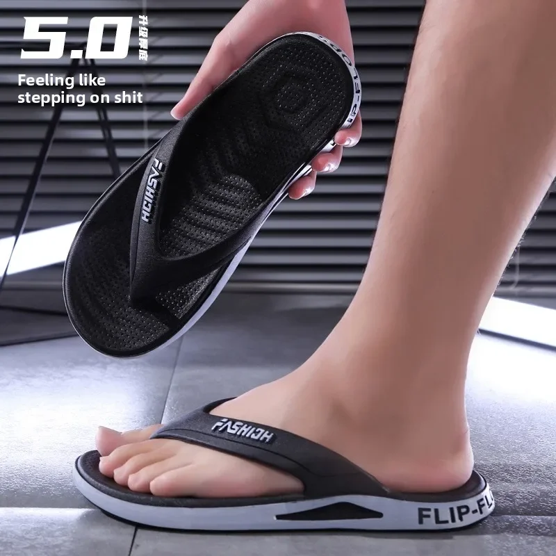 Summer Men's Thick‑Sole Flip Flops, High Quality Durable Non‑Slip Odor‑Proof Slippers for Home Beach Outdoor Wear