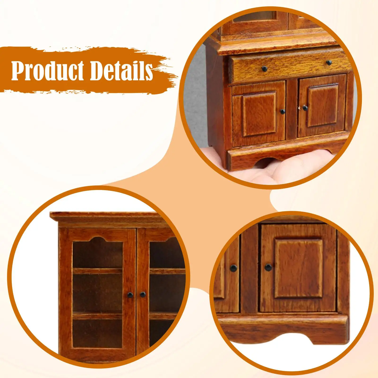 Dollhouse Furniture Cabinet Miniature Bookcase 1:12 Tiny Model Wooden Cupboard Dollhouse Accessories for Living Room Accessories