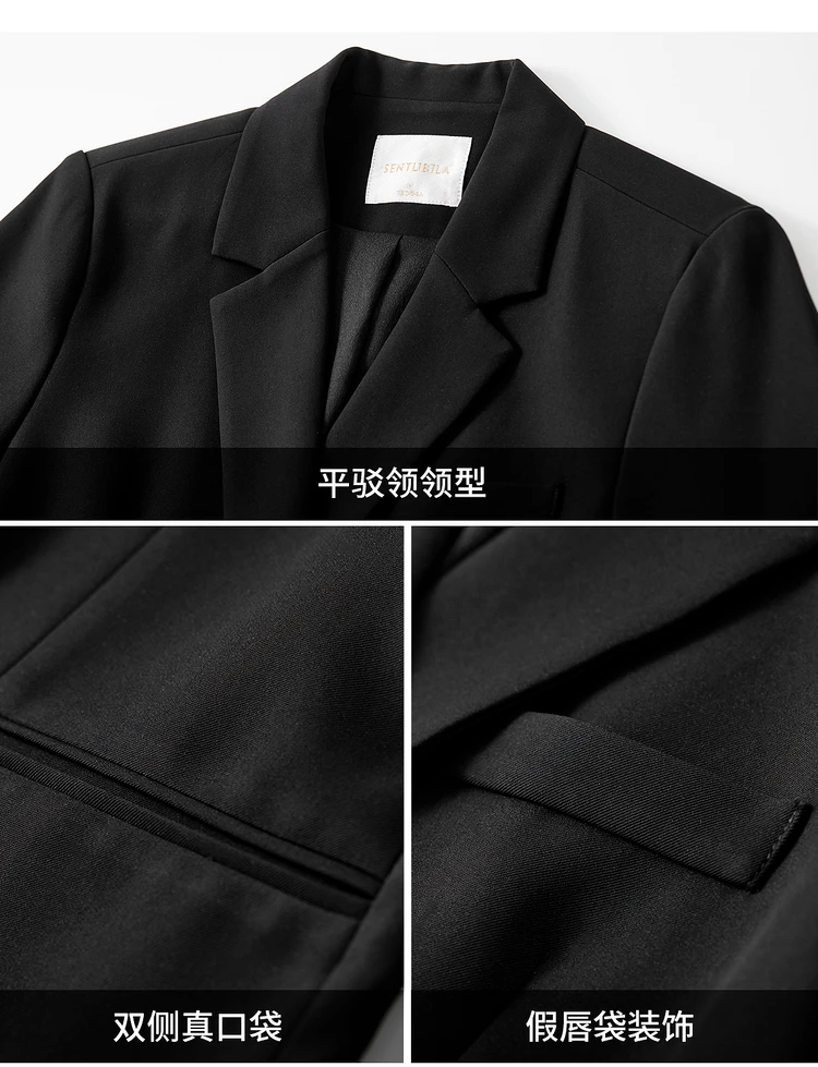 SENTUBILA Maßgeschneiderter Mantel für Damen, Herbst 2026, zweireihiger Blazer mit Revers, Designer-Klassiker, elegante Oberteile 153XC8812X – Detail 10