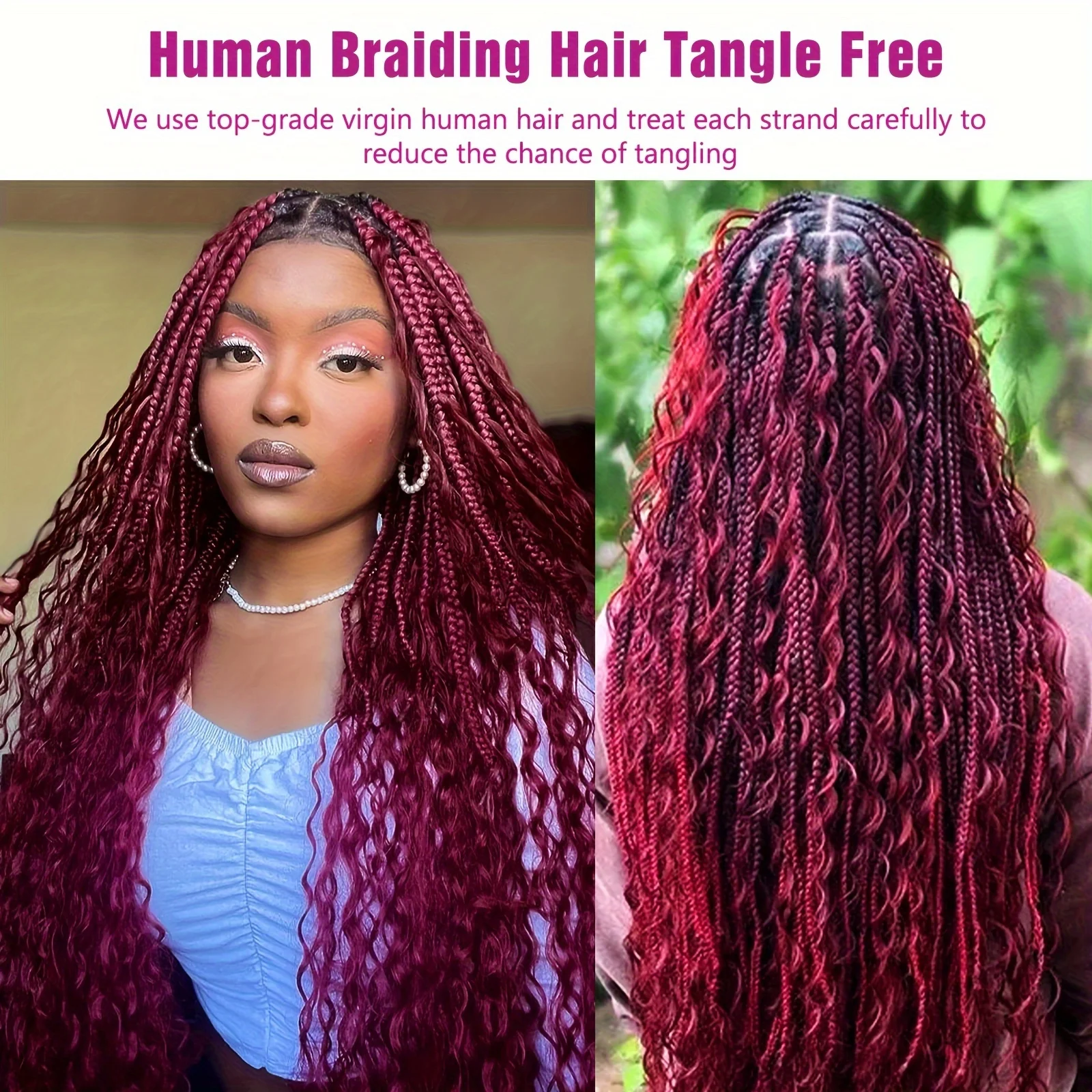 Human Hair Bulk Burgundy Deep Wave Virgin Hair 99J Braiding Hair Bulk No Weft Natural Hair Extension For Braiding