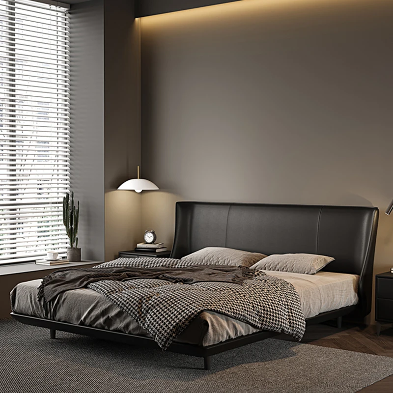 

Leather Italian Bed Minimalist Nordic Double Bedroom Bed Aesthetic Modern Unique Cama De Lujo Para Dormitorio Bedroom Furniture