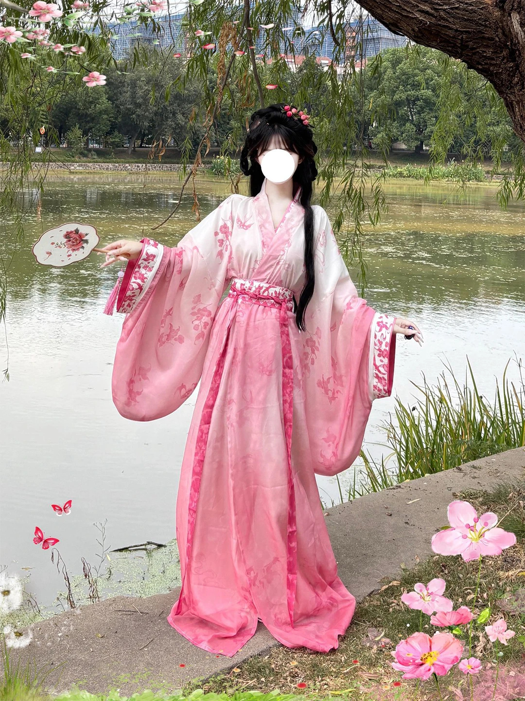 Elegant Pink Hanfu Women's Cosplay Warring States Robe Set with Train Ultra Fairy Tale Atmosphere Autumn Winter Traditional C...