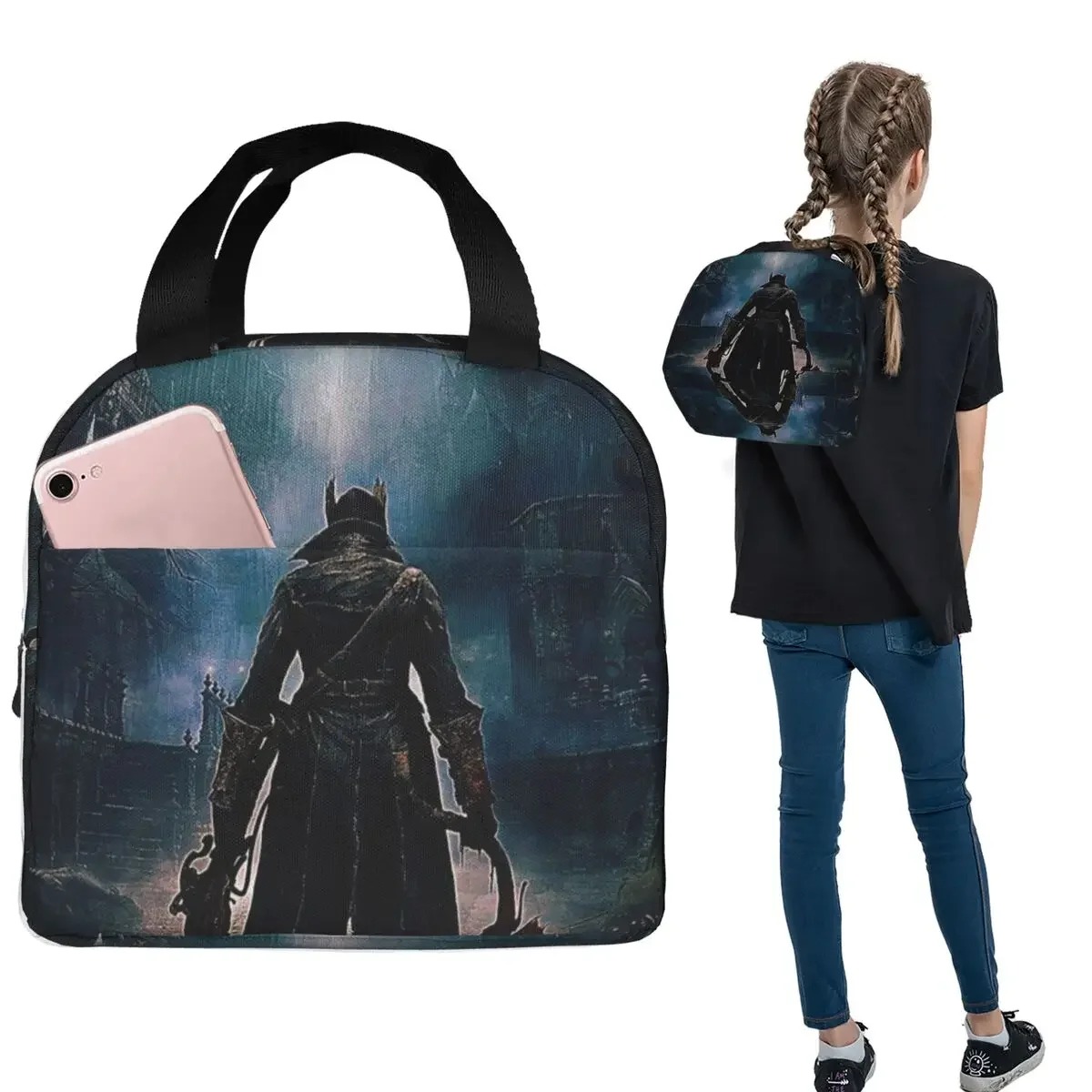 

Термосумка для обедов Bloodborne Hunter's Mark для женщин и детей, портативная термосумка для еды, термосумка-тоут