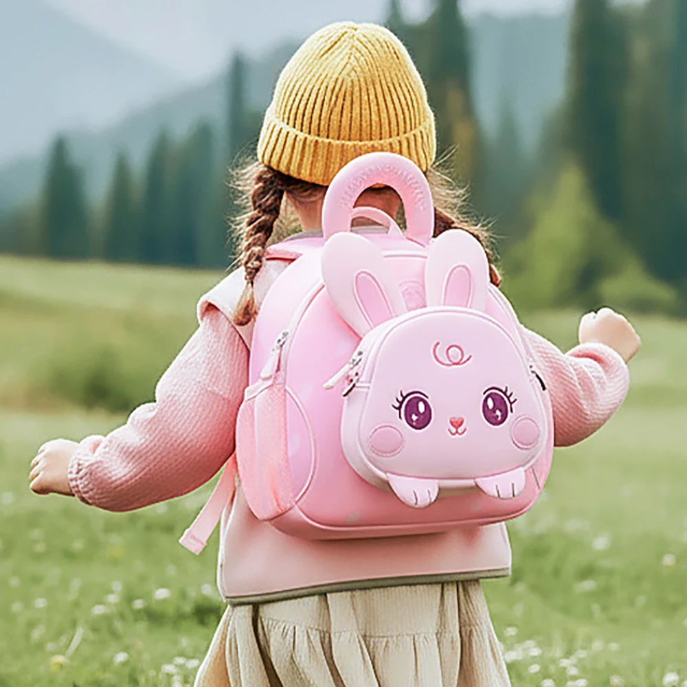 バックパック愛らしい黄色いアヒルの幼児用バッグ、取り外し可能なぬいぐるみポーチ付き-メッシュサイドポケット付き軽量就学前用バッグ