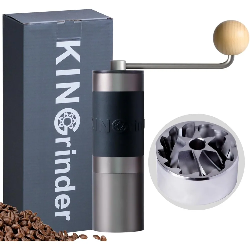 

Manual Coffee Grinder with Stainless Steel Burr, Adjustable for French Press, Drip, Espresso - Portable and Easy to Clean