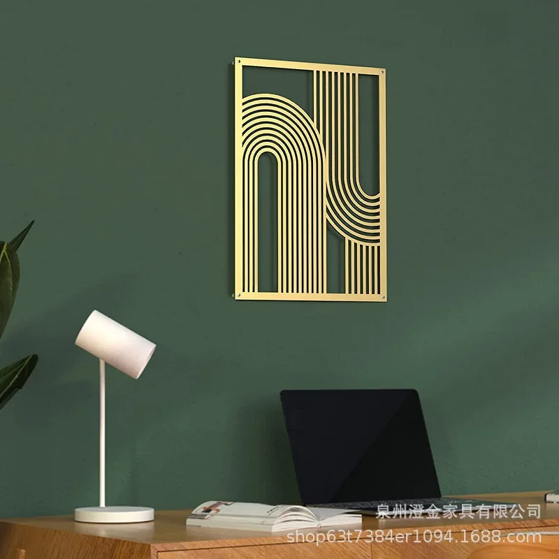 Putuo decorative geometric line metal wall art gold abstract bohemian style living room bedroom wall sculpture
