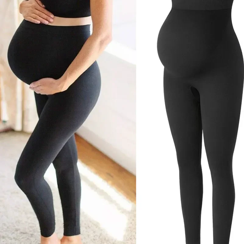 Seamless Knitted Maternity Pants With High Waist Lifting Buttocks For Slimming Effect Spring Autumn Yoga Maternity Leggings