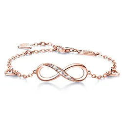 Womens  Sterling Silver Infinity Endless Love Symbol Charm Adjustable Bracelet for Women Mother's Day