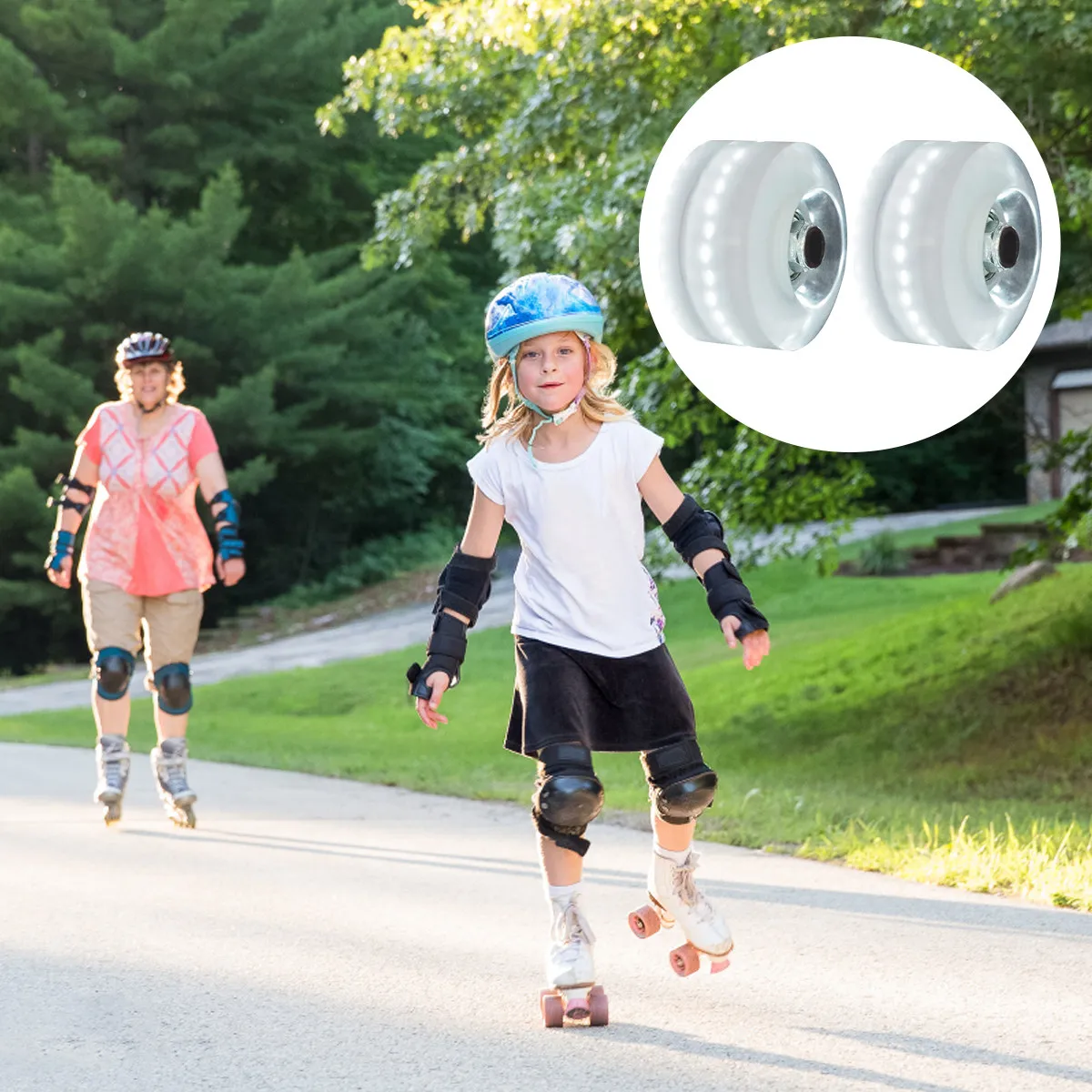 

2Pcs Roller Skating Wheels PU High-Grip Outdoor Skating Wheel Replacement for Rough Concrete Asphalt Surfaces