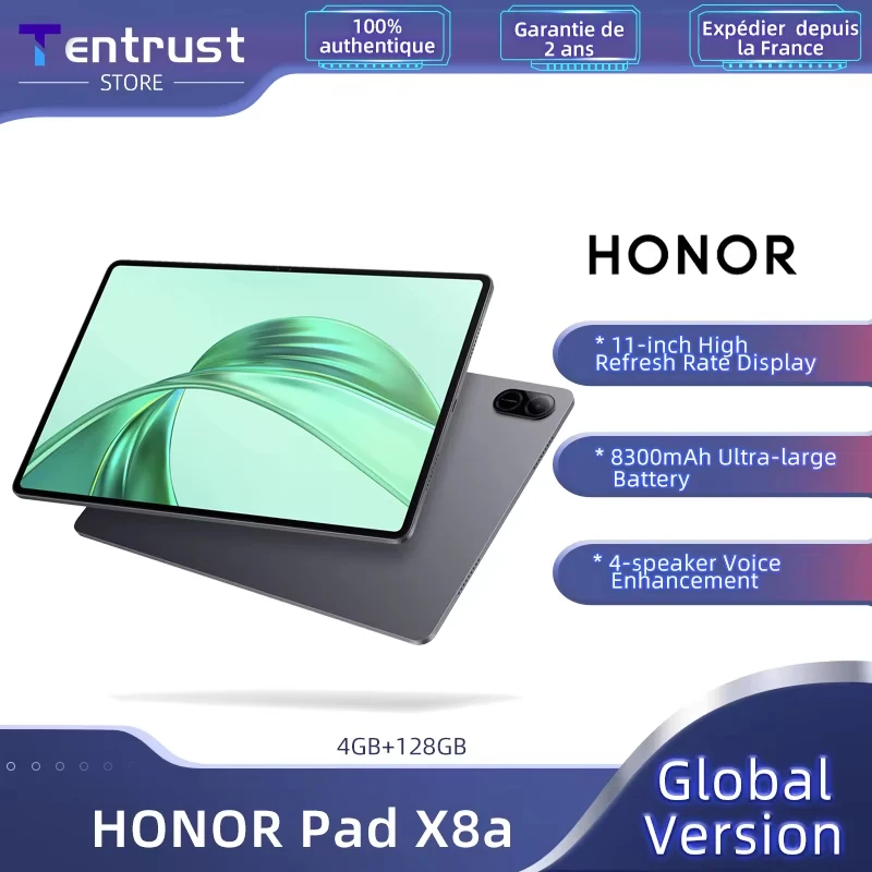 Globalna wersja HONOR Pad X8a 11 cali Wysoka częstotliwość odświeżania Komfort dla oczu 8300 mAh Bateria Czterogłośnikowy wzmacniacz głosu o dużej amplitudzie dźwięku