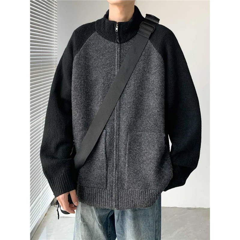 

Винтажный мужской вязаный кардиган с открытыми плечами, вставками и цветовыми блоками, воротником, создающий ощущение роскоши, в непринужденном стиле, верхняя одежда