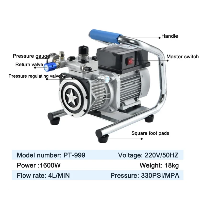 PT999 High-Pressure Airless Painting Machine - Multifunctional Electric Sprayer for Indoor & Outdoor Wall Coating, Paint & Latex