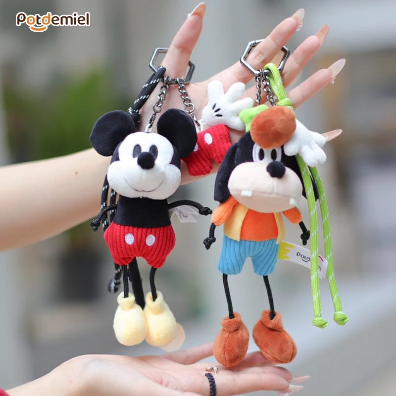 

Original Potdemiel Plush Mickey-Mouse Goofy Pendant Keychain Toy Bag Charm Doll Gift Soft Stuffed Doll Keyring Collectible Dolls