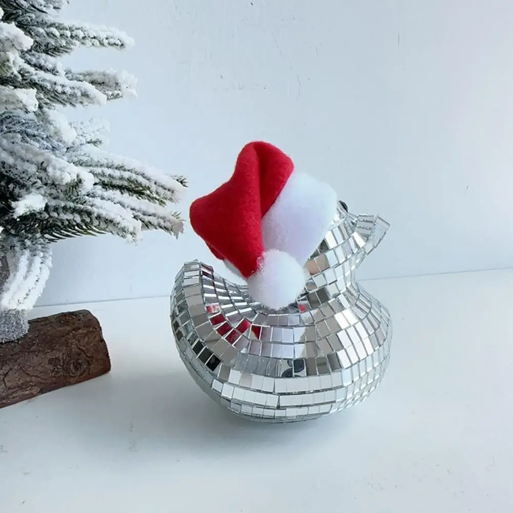 Espelho bola pato enfeites, jóias reflexivas para festas, decoração de festa de Natal brilhante mini pato discoteca para casa