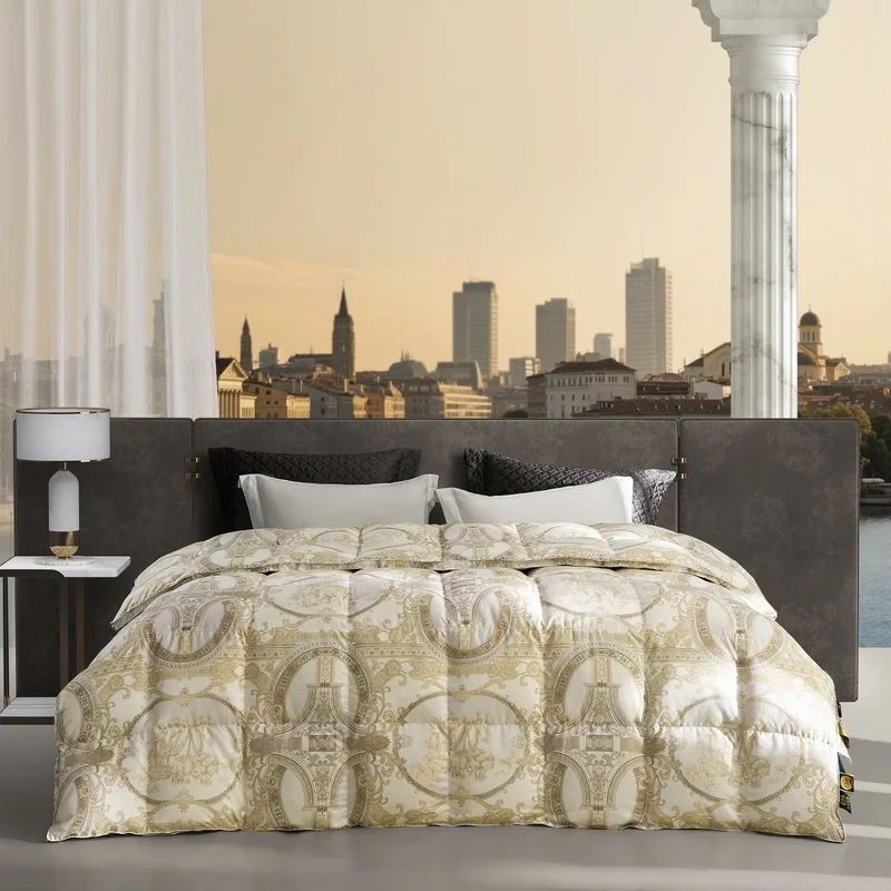 

100% White Goose Down Quilt Autumn Winter Warm Feather Duvet Queen King Cozy Lightweight 3D Bread Warm Quilt