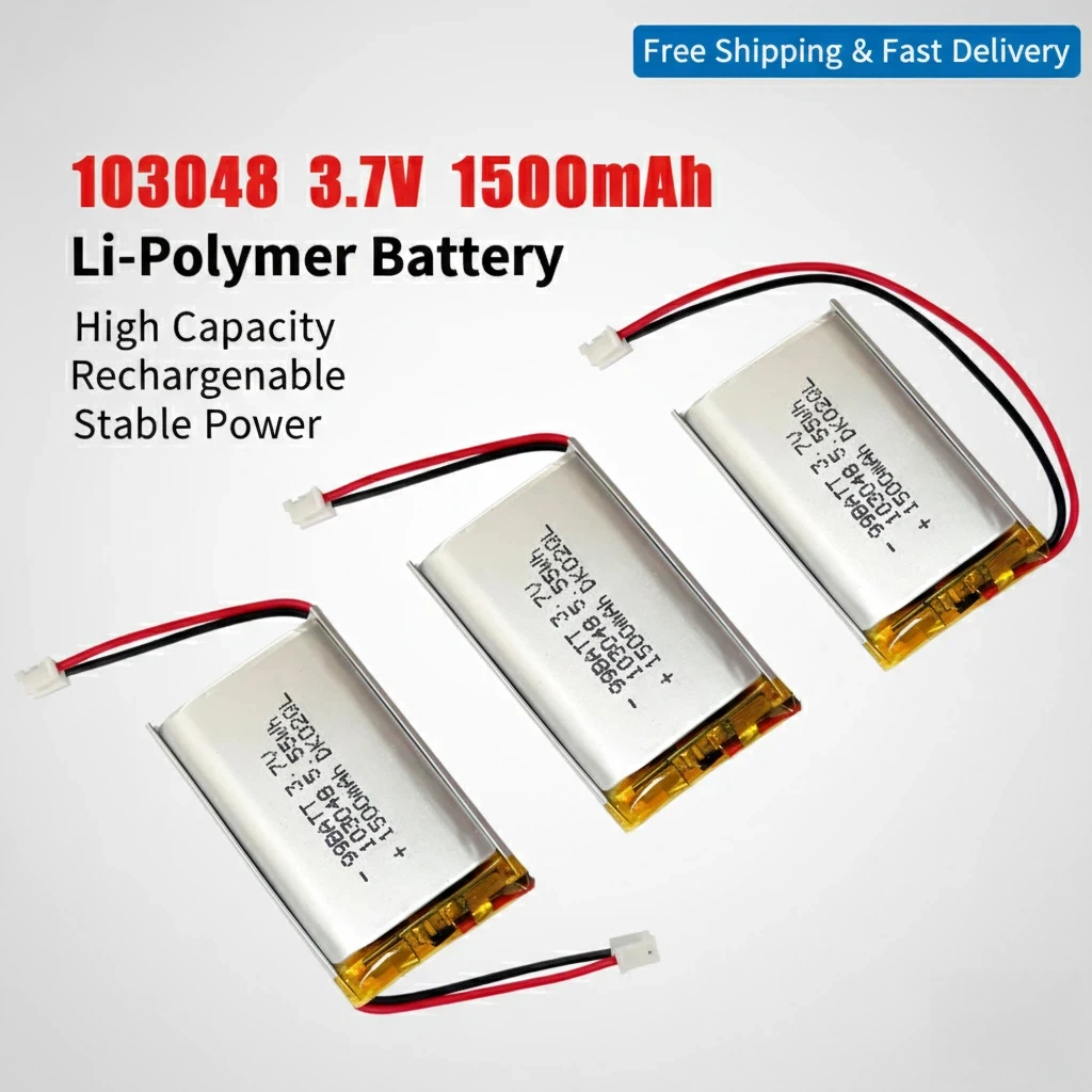 

1500mAh 3.7V 103048 103050 Rechargeable Lipo Battery for Bluetooth Speaker Headset Electric Toothbrush Polymer Lithium Ion Cell
