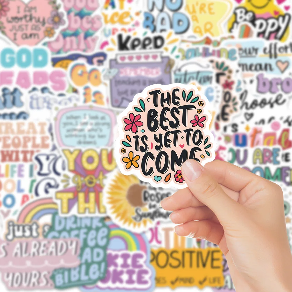50PCS Motivational Phrase Stickers Note DIY Decals Fridge Diary Car Scrapbooking Laptop Phone Bottle Party Gift