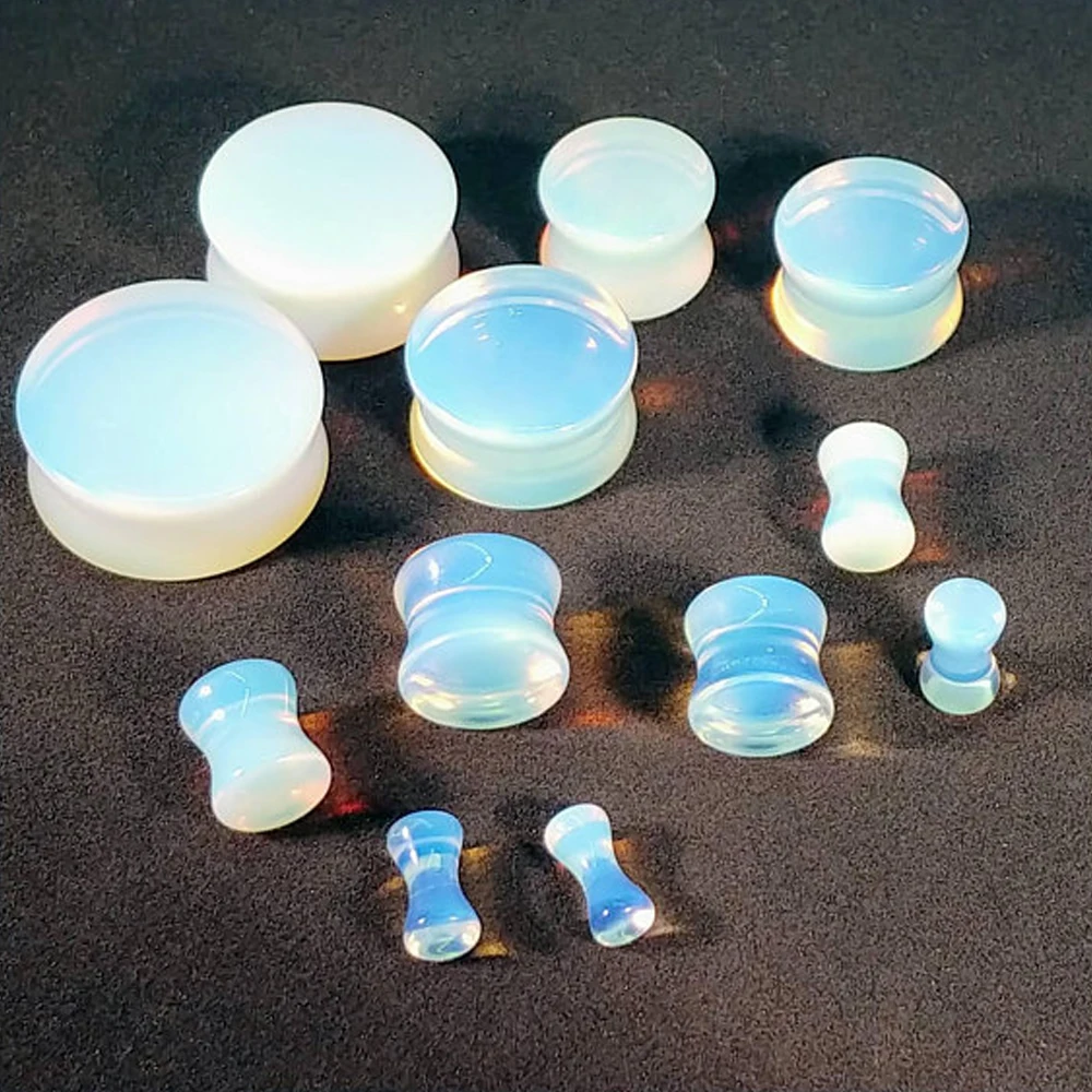 2pcs Opal Stone Double Flared Ear Plugs and Tunnels 5-25mm Translucent Opal Ear Gauges Stretcher Expander Piercing Oreja