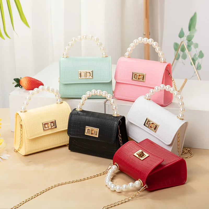 

New Pearl Handheld Crocodile Pattern Jelly Bag Ladies Handbags Mobile Phone Bag Cross Border Foreign Trade Women's Holiday Gifts