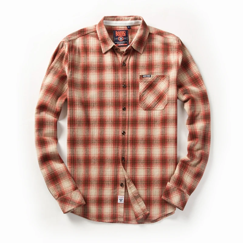 2024 New Men Casual Plaid Flannel Shirt Long-Sleeved Chest Pocket Design Fashion Printed-Button  MG11302