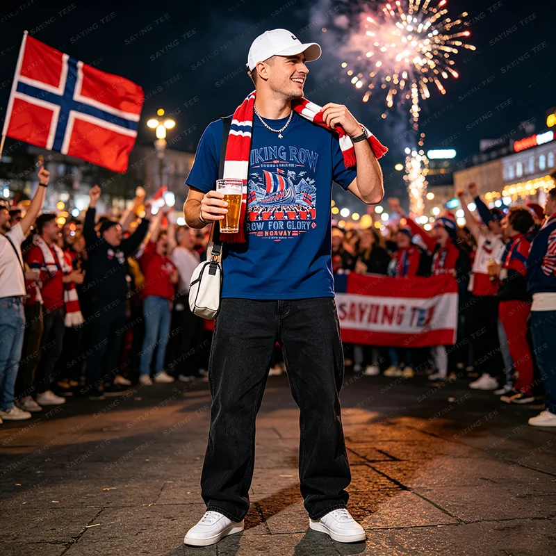 Norwegen Fußball-Liebhaber Viking Row Game Day T-Shirt Y2K Fußball-Saison Spieler Sportbekleidung Grafik Damen Herren Kleidung Neuheit – Detail 11