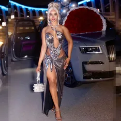 Vestido De fiesta largo De sirena con Espalda descubierta, traje De noche Sexy con abertura alta, elegante, 2024