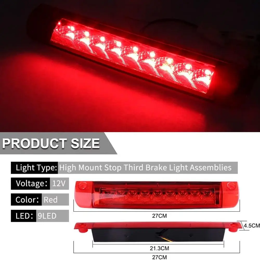 Красный светодиодный стоп-сигнал для Corolla 09-13 с спойлером, 08-20 Sequoia, 08-13 Highlander и 06-12 RAV4