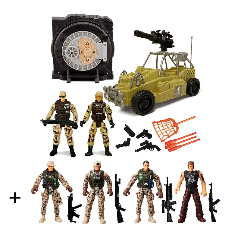 DIY Special Army Forces Toys With Military Bank War Versus Car SWAT Weapon Parts Camouflage Soldiers Play Set For Kids Boy Gifts