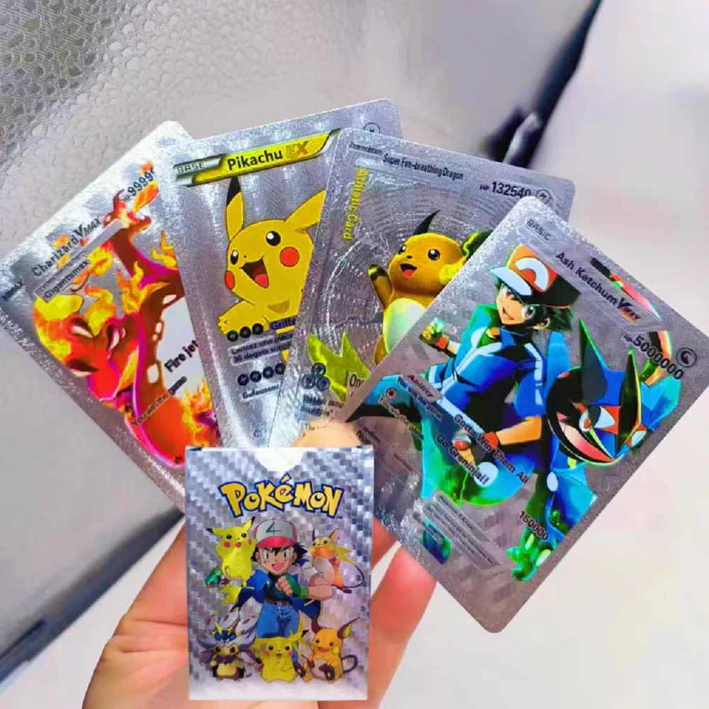 

55PCS Pokemon Gold Foil Colorful Card Charizard Pikachu Arceus Silver Rainbow English VSTAR VMAX Card Gift