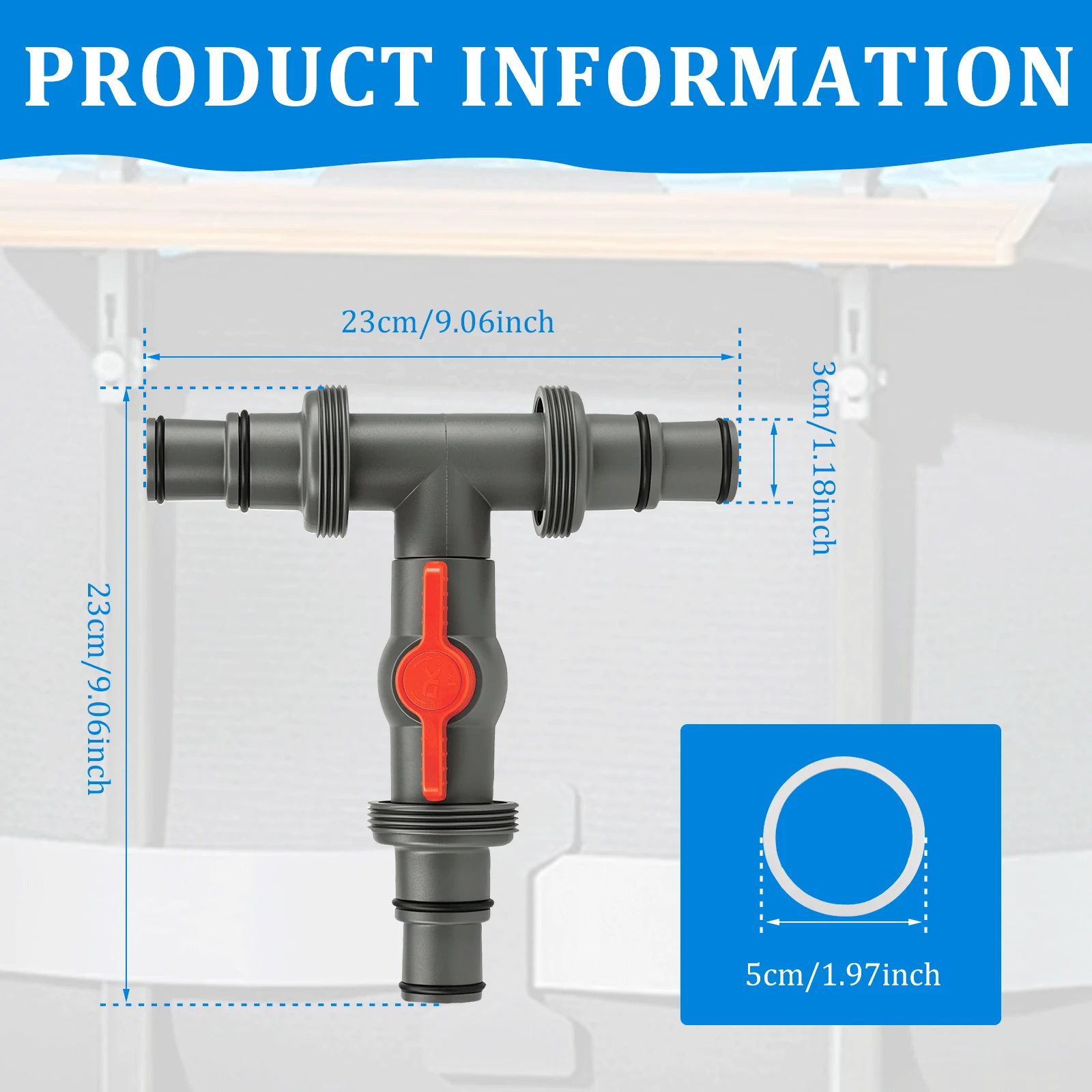 3 Way Pool Valve 1.5 Inch T Connector Pool Hose Fitting Water Flow Control For Filter Pump Fountain Spa Cleaning Equipment